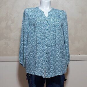 Terra & Sky womans blouse size 0X [14w]  color cool water